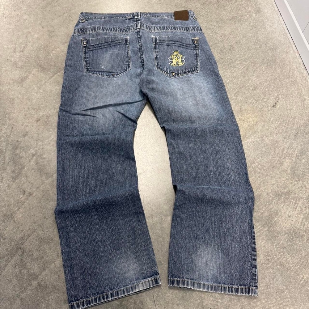 Enyce Embroidered Baggy Jeans 40x34 Y2K Skater Wide Leg Faded 40'